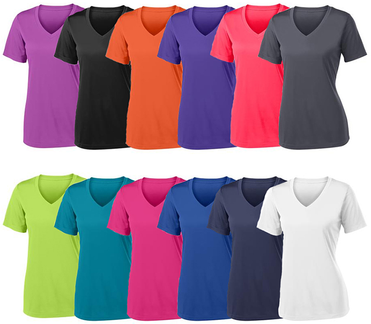 v neck moisture wicking tees