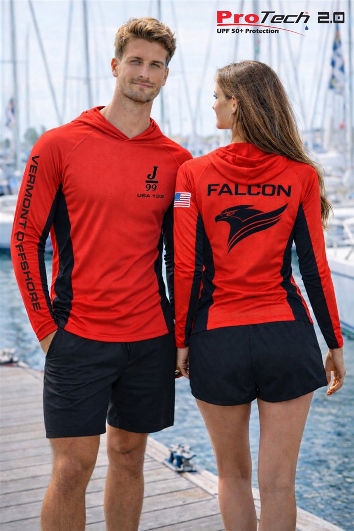 Red Falcon custom Pro-Tech 2.0 hoodies, front and back